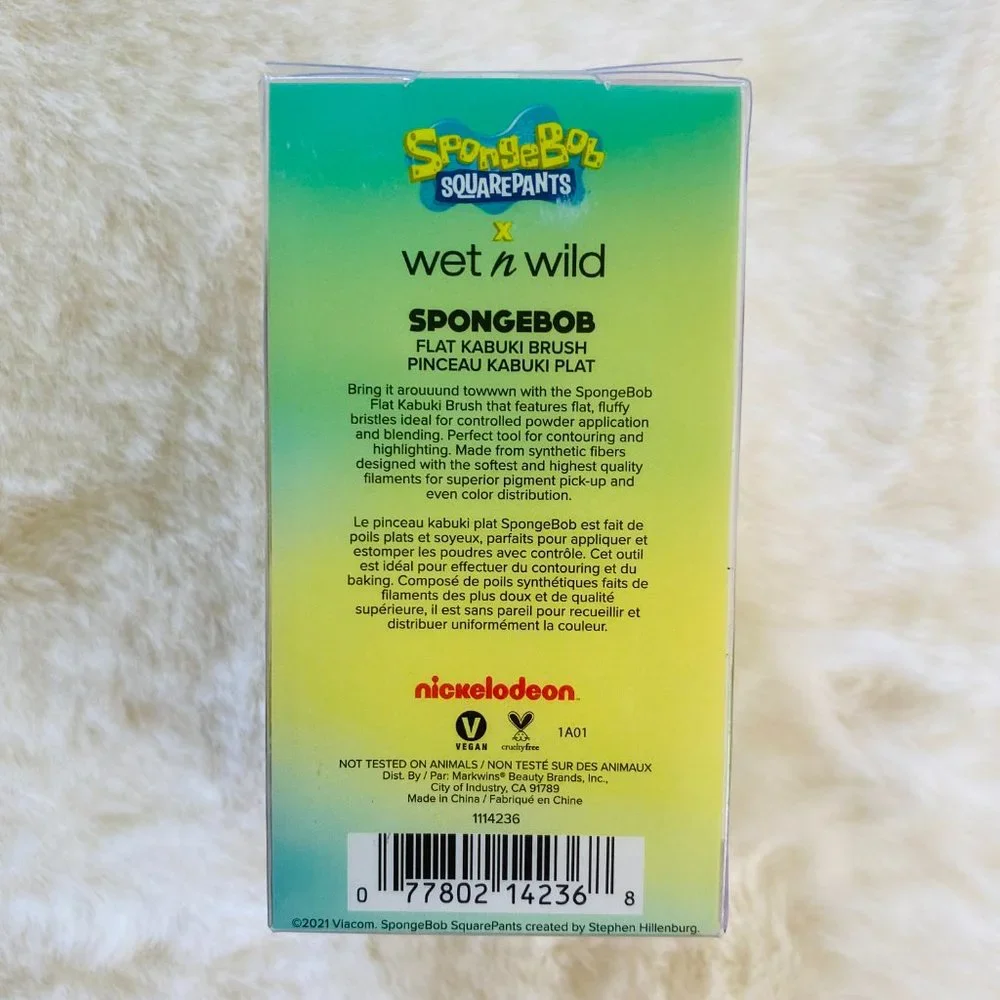 Wet 'N Wild Spongebob Squarepants Flat Kabuki Brush Limited Edition, NEW